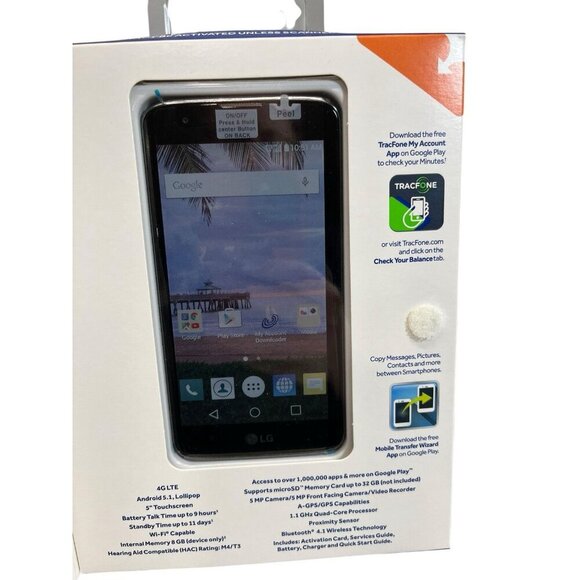 LG Treasure LTE L52VL TracFone 8GB Black Android Smartphone New Factory Sealed - Picture 8 of 11